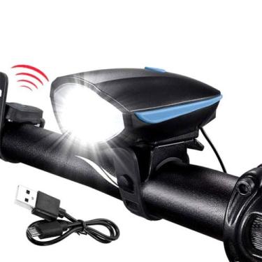 Imagem de Farol Bike Bicicleta Led Buzina Recarregável Led forte de Alta Qualida