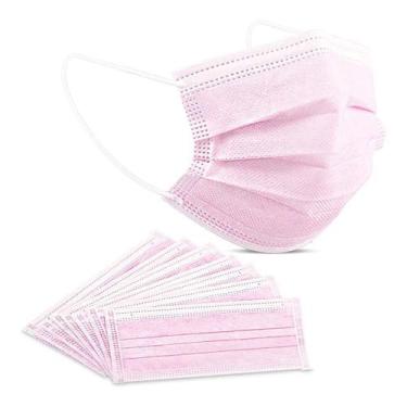 Imagem de 01 Unidade de Máscara Rosa Cirúrgica para Proteção com Clipe de Nariz 