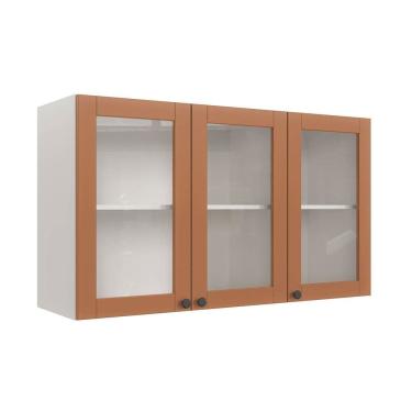 Imagem de Aéreo 3 Portas 120cm com Portas de Vidro Arizona Cabecasa Madeiramadeira Branco/Terracota