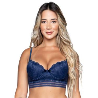 Imagem de Sutiã Lingerie WLS Modas Com Bojo Renda e Elástico, GG, Azul