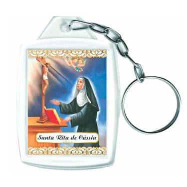 Imagem de Kit De Chaveiros Acrílicos 3x4cm Santa Rita De Cássia Com 12 Unidades 