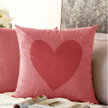 Imagem de Almofada Rosa Coração 40x40cm - Serigrafada Frente e Verso - FASTLAR