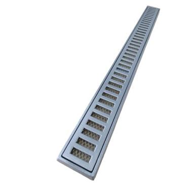 Imagem de Grelha 5x70 com Aro Aluminio Cinza e Tela AntiEscorpião ( 6cm x 71cm) 