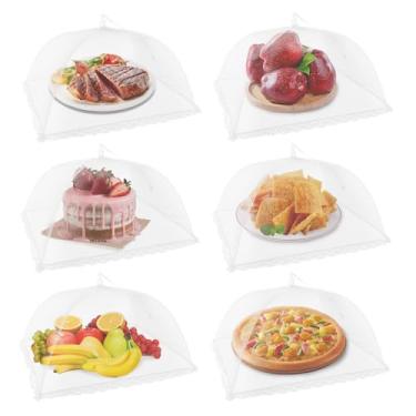 Imagem de NEPAK 6 capas de alimentos grandes e altas, barracas de comida de 43 x 43 cm, capas de alimentos para ambientes externos, capas de alimentos de malha pop-up para o exterior, tendas de tela,