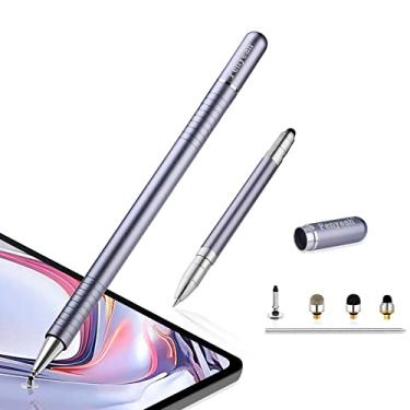 Imagem de Caneta Stylus para telas sensíveis ao toque, disco magnético Penyeah 3 em 1/borracha/ponta de malha rígida, caneta stylus universal de alta precisão para todas as telas sensíveis ao toque - cinza