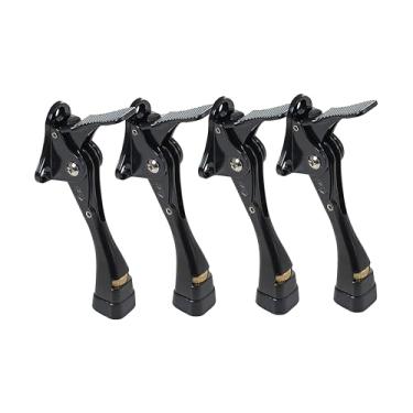 Imagem de HOME&I Batente de porta de pedal fácil de puxar para baixo, batente de porta fácil de pisar, qualidade premium, pé de borracha ajustável em altura, 10 cm (preto, 10 cm x 4 unidades)