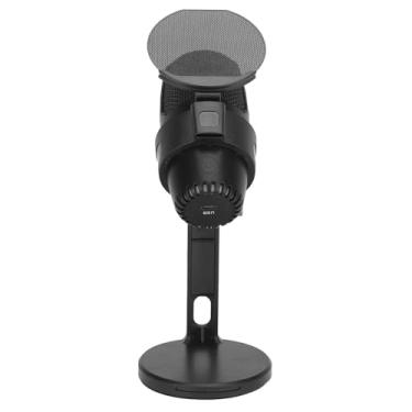 Imagem de Microfone Condensador, Interface USB, Luz RGB de 16 Bits, Microfone Condensador Cardióide de Alta Sensibilidade para Gravação Em Estúdio (Preto)