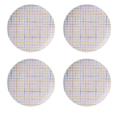 Imagem de Jogo 4 Pratos Rasos Tramontina Sweet Color em Porcelana Decorada 25 cm