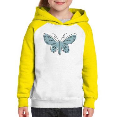 Imagem de Moletom Infantil Borboleta Abstrata - Foca na Moda, Branco, Amarelo, 2