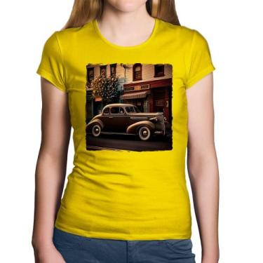 Imagem de Baby Look Algodão Carro antigo na cidade - Foca na Moda, Amarelo, GG