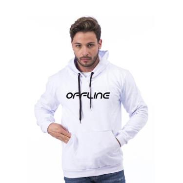 Imagem de Blusa Moletom Masculina TechMalhas com estampa OFFLINE Flanelada, Bran