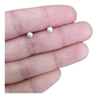 Imagem de Brinco Meia Pérola Dourado  2 Furo Folheado Ouro Infantil - De Castro 