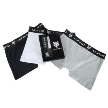 Imagem de Kit 3 Cueca Boxer Algodao c/ Elastano Masculina Malha Peruna - LUFINO,
