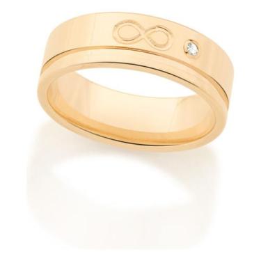 Imagem de Aliança Lisa Com Detalhe De Infinito Ao Cen 512866 - Rommanel, Branco,