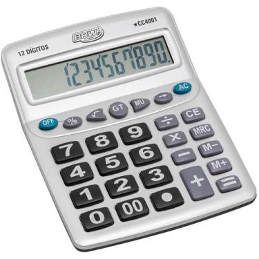 Imagem de Calculadora de Mesa 12 Dígitos 20,5X15,9X4,4CM Prata - BRW