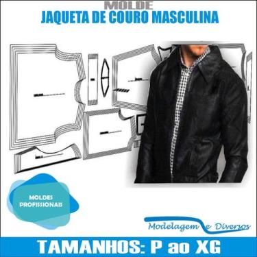 Imagem de Molde Jaqueta Masculina Couro, Modelagem&Diversos, Tamanhos P Ao Xg