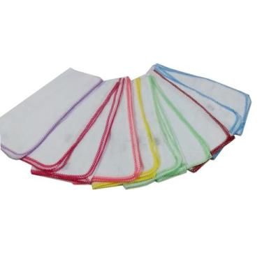 Imagem de 10 Fralda De Pano Grande Lisa 70x70cm Com Crochê - Dugu, Neutro 