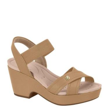 Imagem de Sandália Feminino Salto Alto Anabela Conforto Modare 7137117, Tan, 35