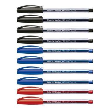 Imagem de Kit 10 Canetas Esferografica Faber Castell Trilux Medium 1.0 - Faber-C