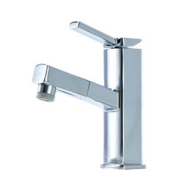 Imagem de Torneira Bancada Monocomando Bica Baixa Móvel - Inox - KOKAY