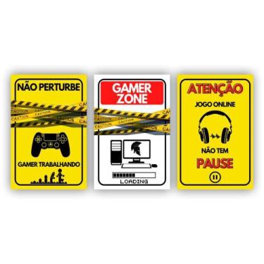 Imagem de Kit Placas Quadros 3 Pçs 60X40 Gamer Zone Não Perturbe - X4adesivos