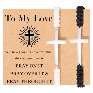 Imagem de Tarsus Pulseiras combinando para casais cruzados para namorado, marido, namorada, esposa, homens e mulheres - Natal, Dia dos Namorados, aniversário, presente de aniversário, average, Nylon, Sem pedras preciosas