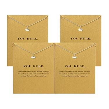 Imagem de Colar de trevo da amizade da Hundred River Colar de elefante de boa sorte com cartão de mensagem, vale-presente (pacote com 4)