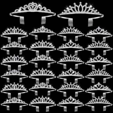 Imagem de Yuefunny 24 tiaras de cristal para mulheres, tiara de princesa para meninas, coroa de prata com pentes, coroa para concursos, presentes de festa de formatura, approx. 4.72 x 3.94 x 1.57 inches/ 12 x