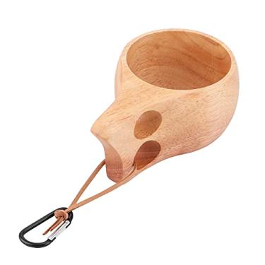 Imagem de Caneca de café Ic Portátil Copo de Madeira 200ml Com Ing le para Casa Caneca de chá Ao Ar Livre (Copo simples com furo duplo)