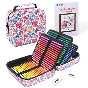 Imagem de H & B 120 lápis de cor para colorir adultos, conjunto de lápis de cor de núcleo macio com livro de colorir e bolsa de armazenamento portátil para desenhar, colorir, suprimentos de arte para presente para artistas, adultos, crianças, iniciantes