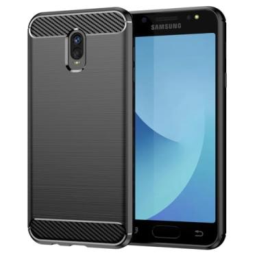 Imagem de Vavies Capa para Galaxy J3 2018/para Galaxy J3 Star/para Galaxy Sol 3/J3 Achieve/J3 Aura Capa de fibra de carbono fina macia TPU protetora à prova de choque para Samsung Galaxy J3 2018 preta