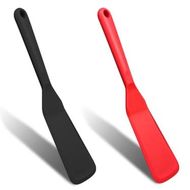 Imagem de Espátula fina de silicone antiaderente, espátula de cozinha resistente ao calor, omelete, espátula antiaderente para panqueca, espátula de crepe longa para cozinhar, hambúrgueres, panquecas, bifes,