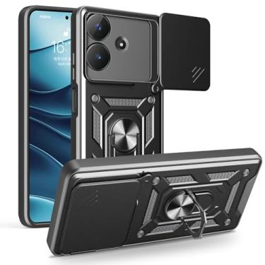 Imagem de Kukoufey Capa compatível com Realme Narzo N61, com capa de lente de câmera deslizante compatível com Realme Note 60 4G / C61 4G RMX3933 capa preta