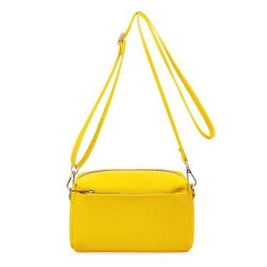 Imagem de VOROLO Pochete para mulheres e homens, zíper triplo, couro pequeno, Amarelo, 8.46 inches