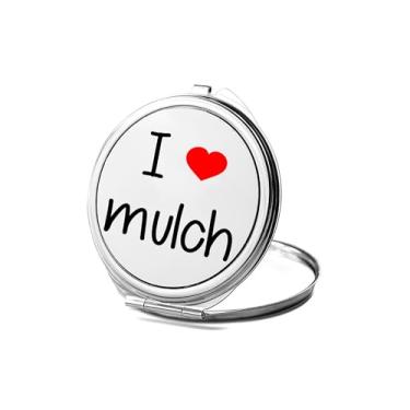 Imagem de SpreadPassion Espelho compacto de cobertura morta, presente de cobertura morta, espelho fotográfico I Love Mulch, espelho de maquiagem de viagem pequeno espelho portátil, espelho de bolso portátil,
