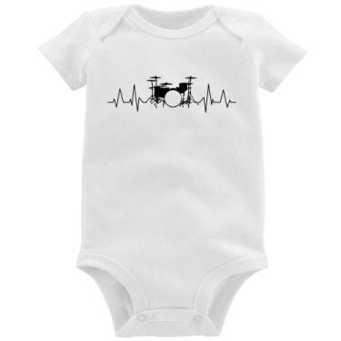 Imagem de Body Bebê Bateria Batimentos Cardíacos - Foca na Moda, Branco, GG