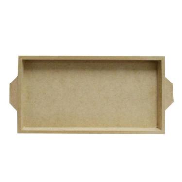 Imagem de Bandeja para 2 Azulejos com Alça de Madeira Crua MDF - Medida 33 x 17,