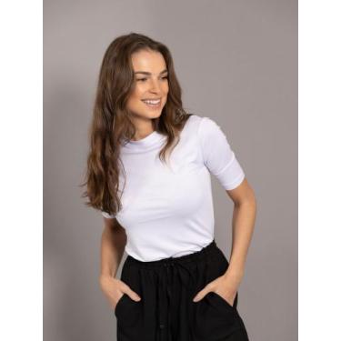Imagem de Camiseta Feminina Manga 3/4 Branca - Vai de Basico, GG