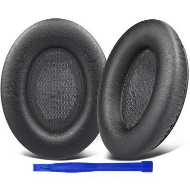 Imagem de SoloWIT Almofadas de substituição para Bose fones de ouvido, para Bose QuietComfort 15 QC15 QC25 QC2 QC35/Ae2 Ae2i Ae2w/SoundTrue & SoundLink Around-Ear & Around-Ear II-Couro de Proteína Todo Preto