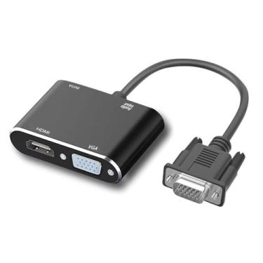 Imagem de TIMEJONS Adaptador VGA para HDMI VGA, GrayRabbit VGA para HDMI VGA com cabo de áudio e cabo USB para computador, desktop, laptop, PC, monitor, projetor, HDTV