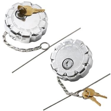 Imagem de JKIANTECH 20770691 Tampa de combustível com trava de 7,6 cm (2 peças) adequada para modelos de caminhões resistentes Volvo VN/VNL, substituição da tampa do tanque de combustível diesel de alumínio #
