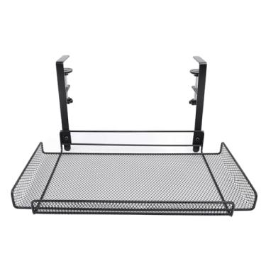 Imagem de Cesta sob a mesa, design elegante, clipe na prateleira de armazenamento, aço carbono para cabo de alimentação para escritório (preto)