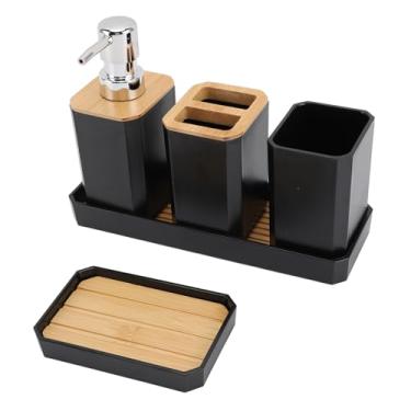 Imagem de Conjunto de Acessórios do Banheiro, Conjunto de Banheiros de 6 Peças Com Suporte de Escova de Dentes, Copo de Escova de Dentes, Garrafas de Loção, Sabão, Bandeja para Bancada