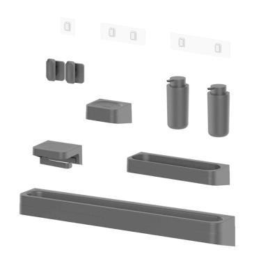 Imagem de Kit Banheiro 8 Peças Saboneteira + Porta Papel Higiênico + Porta Shampoo + 2 Dispenser Shampoo + Toalheiro + 2 Ganchos + Adesivos Preto Ou