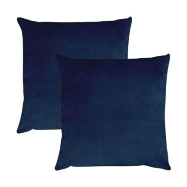 Imagem de Díspar Design, Kit 2 Capas para Almofada em Veludo Liso Quadrada 50x50 Cor: Azul Marinho