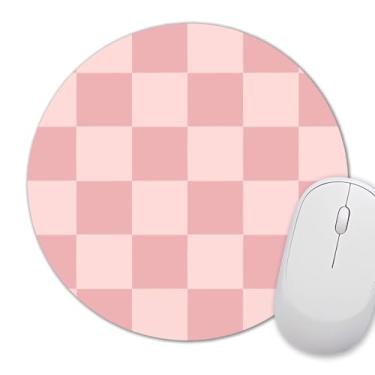 Imagem de SXCKANG Mouse pad rosa pequeno, tapete de mouse com padrão xadrez, design de mouse pad infantil fofo para escritório, trabalho, casa, mouse pads para jogos para computador, laptop, estética moderna 20
