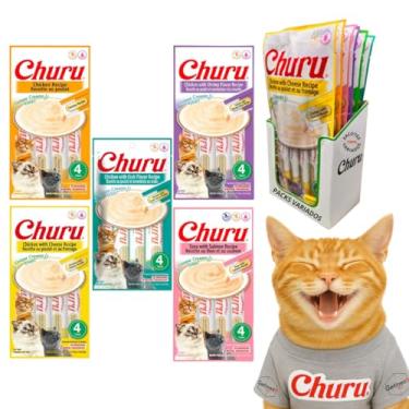 Imagem de Display Churu Para Gatos Sabores 20 Tubetes Variados Petisco Alimento Natural