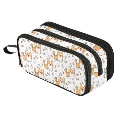 Imagem de Estojo para canetas e lápis, bolsa de papelaria Fustylead Funny Corgi Design
