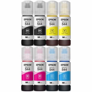 Imagem de Kit 8 Refil Tinta p/ Epson T544 L3110 L3150 L3250 bk/c/m/y
