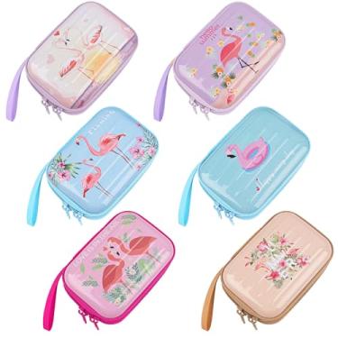 Imagem de Framendino, Pacote com 6 caixas decorativas de mini bugigangas de lata com flamingo com zíper